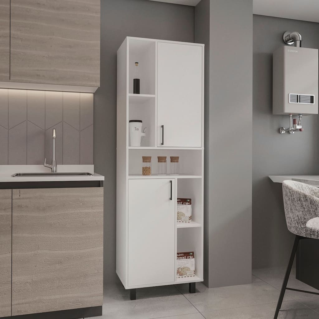 Pantry Cabinet With Two Doors And Multiple Storage Compartments
