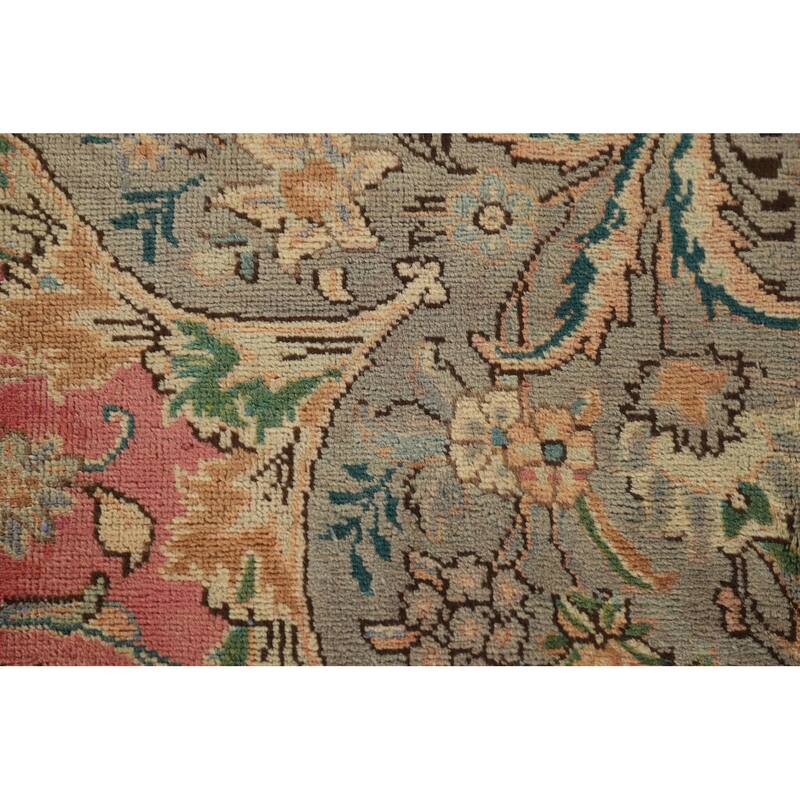 Pink Tabriz Persian Vintage Rug Handmade Wool Carpet - 8'0"x 11'2"