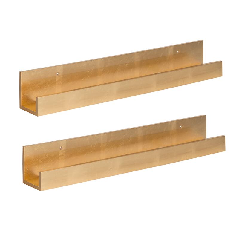 Levie 24 inch 2-Pack Wood Wall Picture Frame Holder Ledge - 2 Piece - 24" - Gold