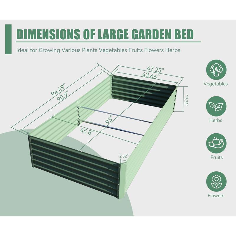 Metal Raised Rectangular Flower Beds Weather-Resistant Raised Flower Beds with Open-Ended Base for Gardening Vegetables