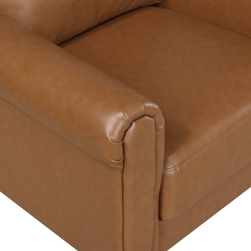Frances 35" Faux Leather Living Room Chair - Brown Finish Exposed Feet