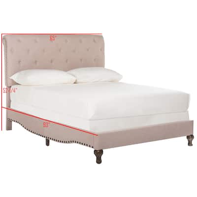 SAFAVIEH Kathie Upholstered Tufted Rolled Back Bed