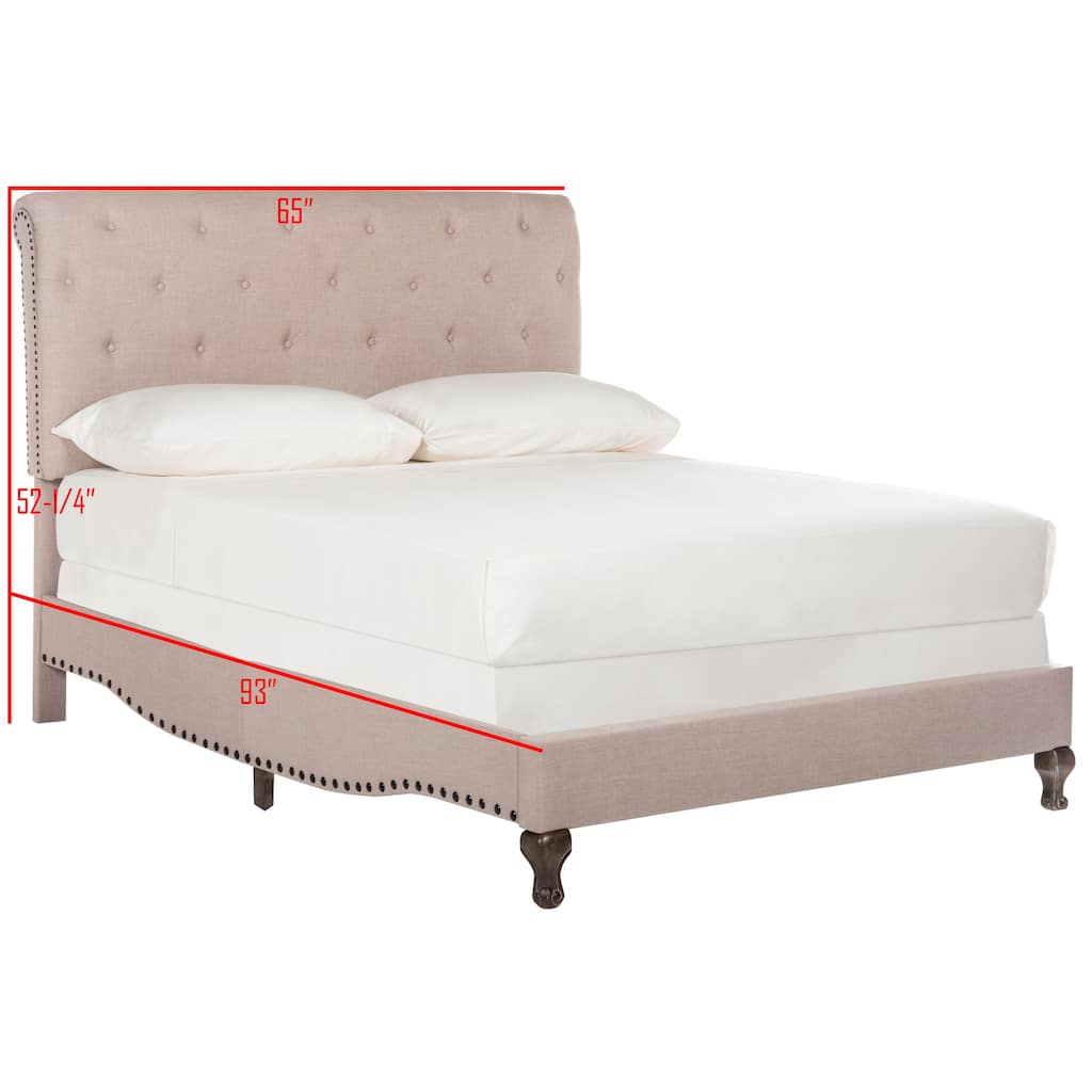SAFAVIEH Kathie Upholstered Tufted Rolled Back Bed