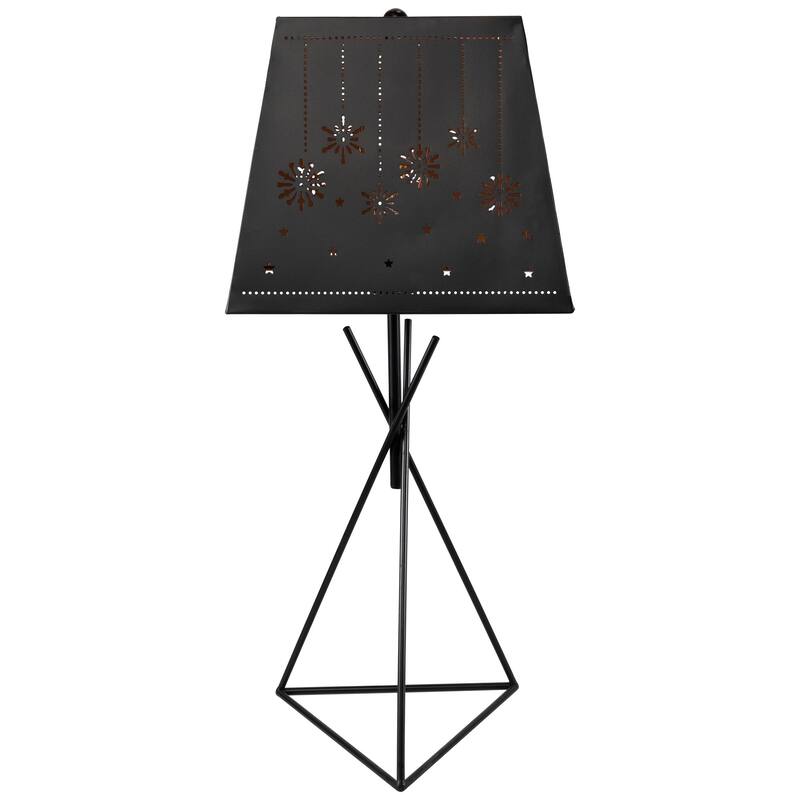 Snowflakes and Stars Iron Table Lamp with Shade - 27.75" - Black and Copper - 27.75