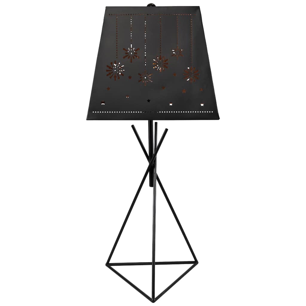 Snowflakes and Stars Iron Table Lamp with Shade - 27.75" - Black and Copper - 27.75