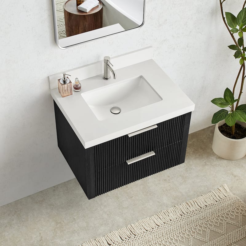 Barcelona Floating Bath Vanity with Quartz Stone Top without Mirror