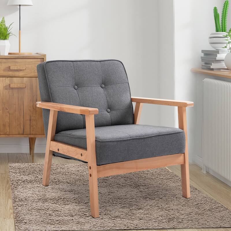 Accent Arm Chair With Upholstered Tufted Back