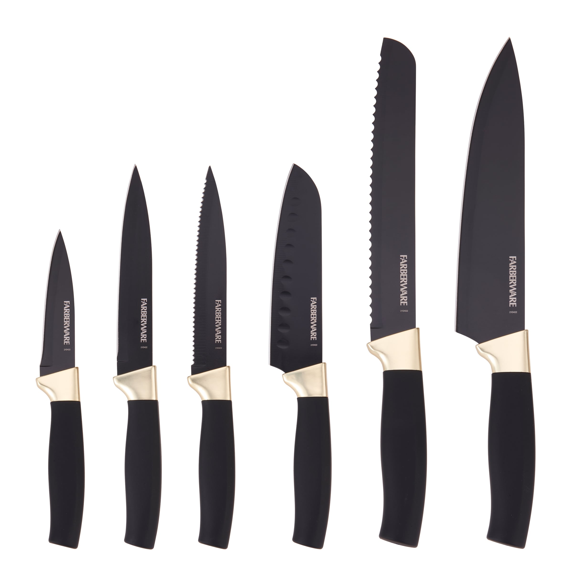 Farberware 12-Piece Resin Cutlery Set, Black with Brass