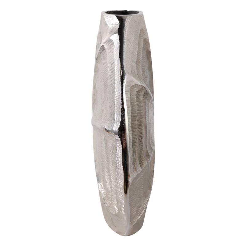 Metal Aluminum Vase Coastal Glam Scalloped Shell Pattern - 14" Silver