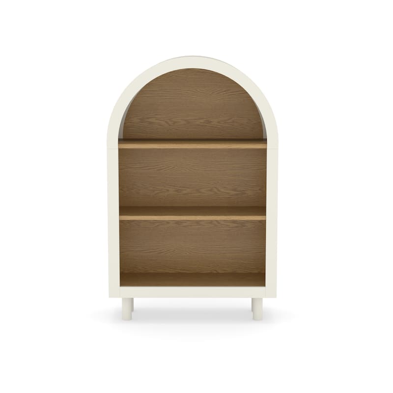 Arched Small Bookcase,Arched Storage Cabinet,Wooden Modern Arched Top Bookshelf with 3 Shelves, 3-Tier Storage Shelf