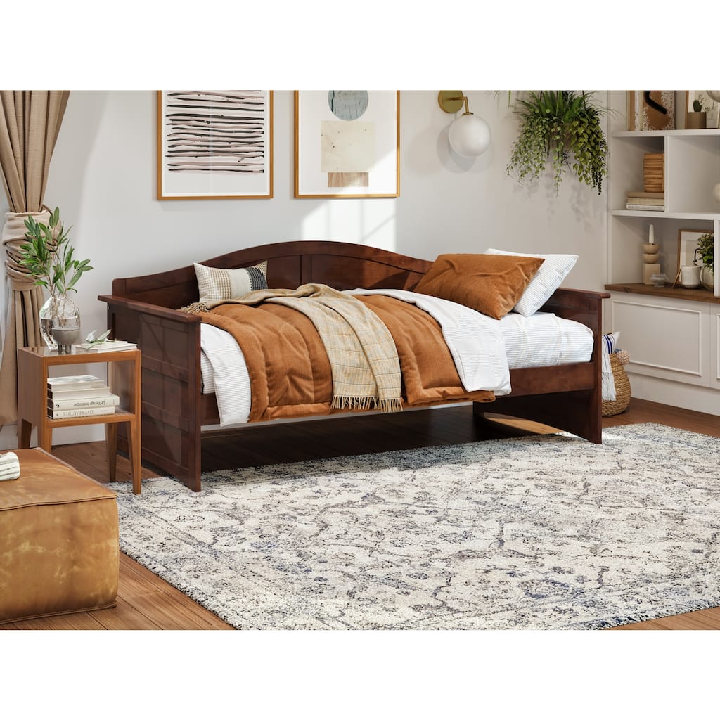 Victorian Daybed - Twin Wood Frame, Modern Design - Walnut Finish, 78.75" L