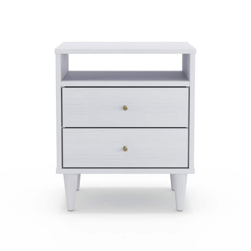Grain Wood Furniture Mid Century Two-Drawer Nightstand
