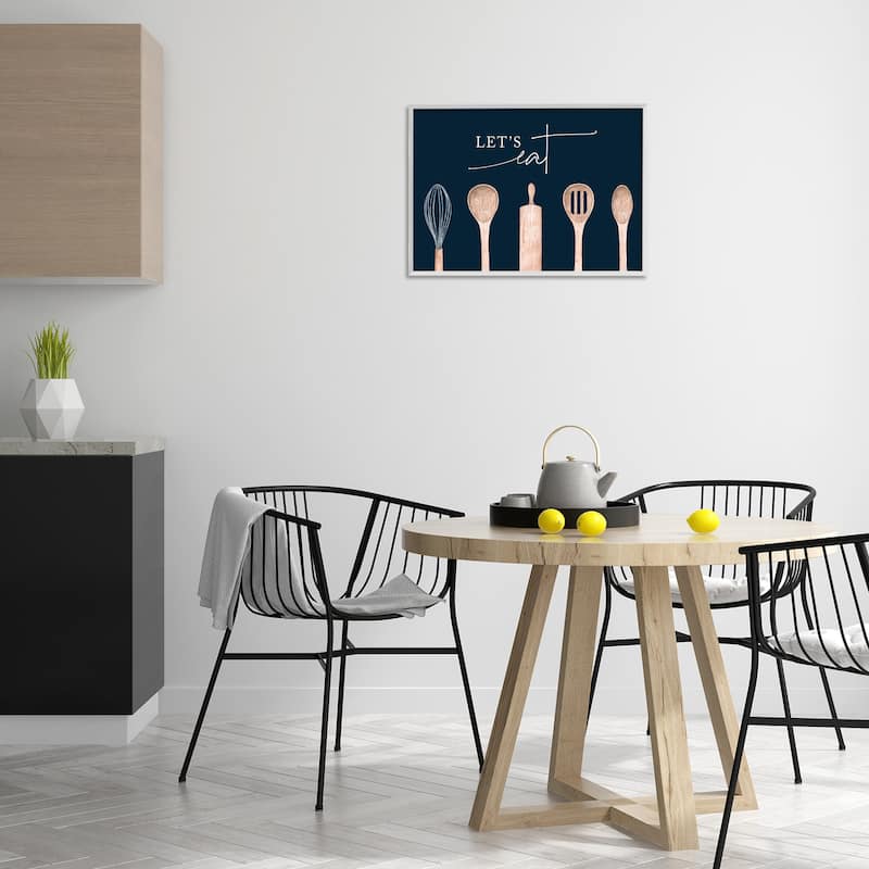 Stupell Let's Eat Kitchen Utensils Framed Giclee Art Design By Lux + Me Designs