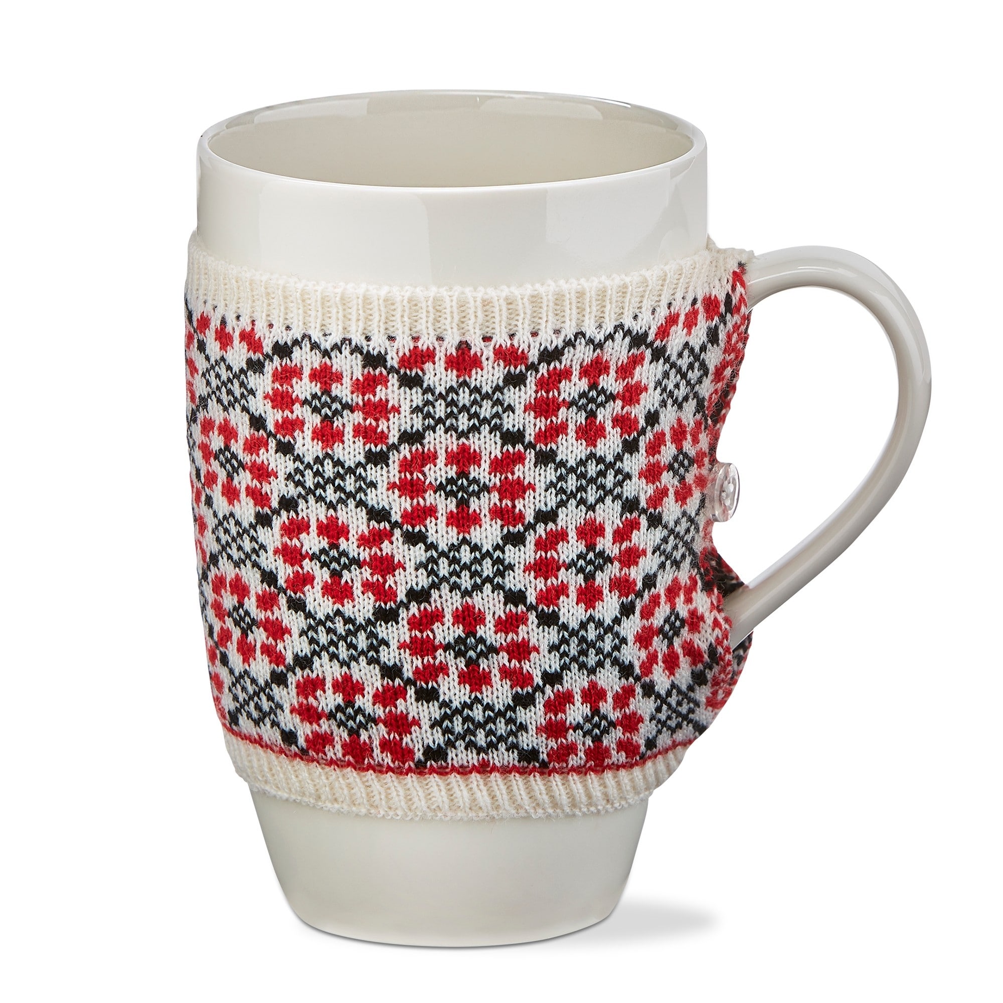 Winter Sketches Red and Blue Print Flower Sweater Mug Covered Bone China Dishwasher Safe Mug 18.0 oz