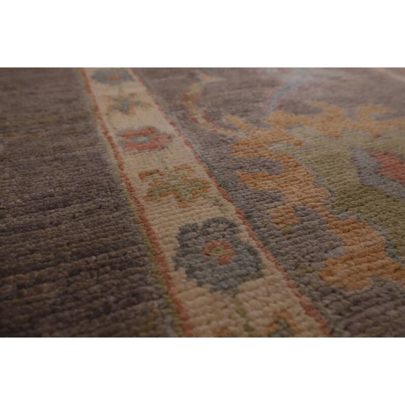 All-Over Gray Oushak Vegetable Dye Area Rug Handmade Wool Carpet - 9'0" x 11'11"