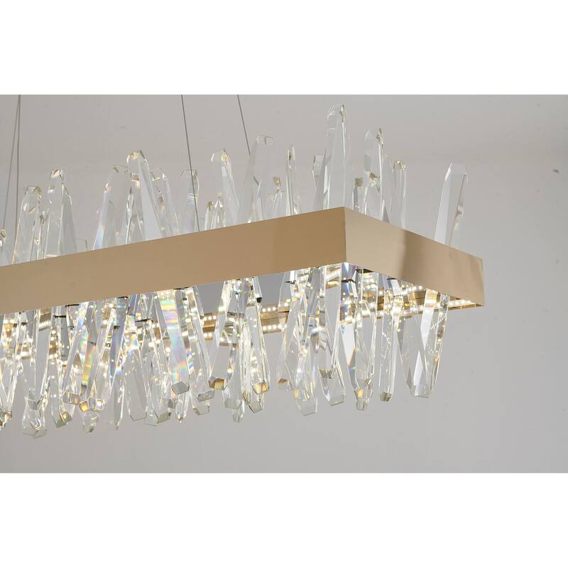 Gold Stainless Steel LED Chandelier With Clear Crystals - Overstock ...