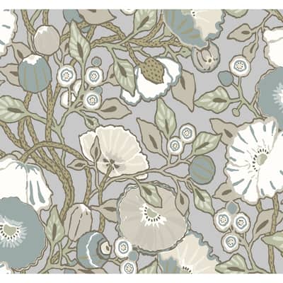 Omaha Vincent Poppies 27 in. x 27 ft. = 60.75 sq. ft Wallpaper Roll