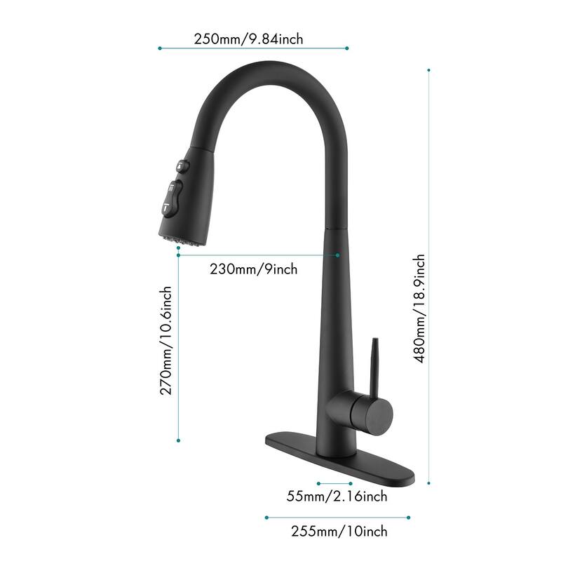Single Handle Stainless Steel Kitchen Sink Faucet With Pull Down Sprayer