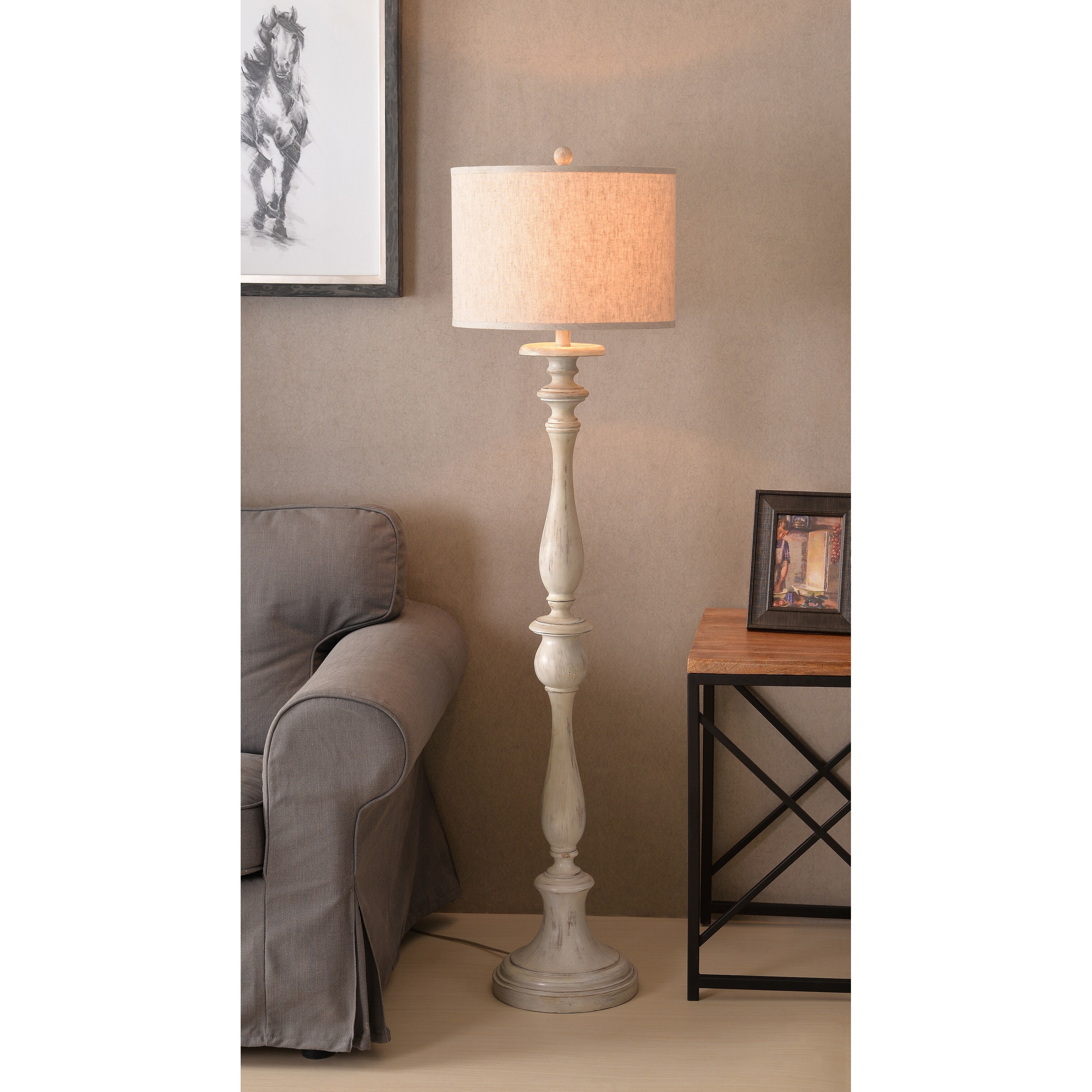 Shop Luz 57 5 Floor Lamp Weathered White Overstock 20756657