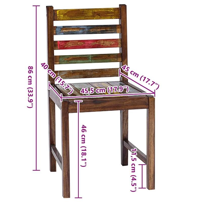 vidaXL Dining Chairs Accent Side Chair Reclaimed Wood Solid Reclaimed Wood - 17.7" x 17.7" x 33.5"
