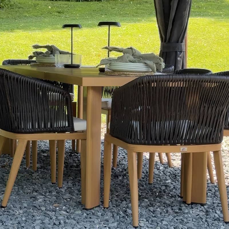 PURPLE LEAF 11 Pieces Outdoor Dining Set Metal Rattan Furniture Set for Lawn Backyard Patio Dining Set