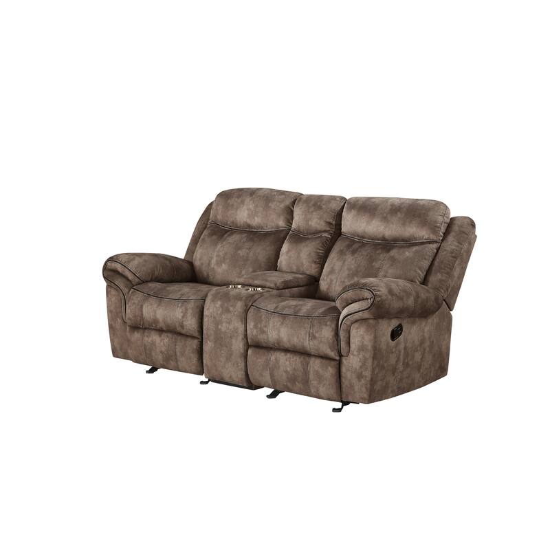 Cape May Pillow Top Arms Motion Loveseat with Console - Two Tone Chocolate