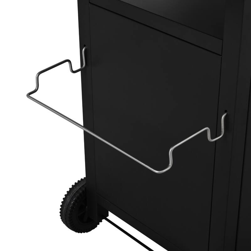 45" Metal Outdoor Grill Cart with Storage Cabinet, Outdoor Kitchen Island with Foldable Table on Wheels for BBQ