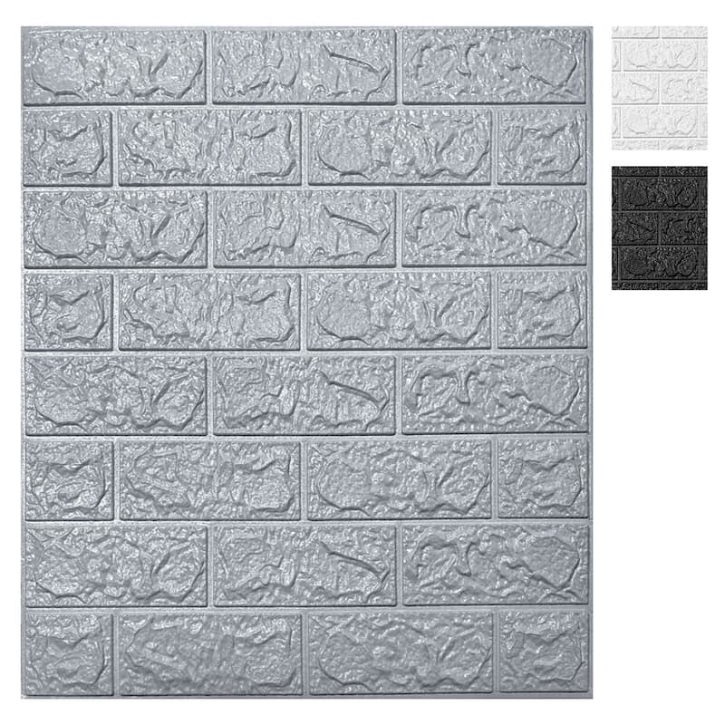 Art3d 30Pcs 3D Brick Wallpaper,Faux Foam Brick Peel and Stick for Bedroom, Living Room,43.5Sq.Ft