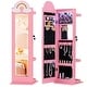 preview thumbnail 1 of 18, Gymax 3 In 1 Kids Jewelry Cabinet w/3-Color Lighted Full Length Mirror Pink