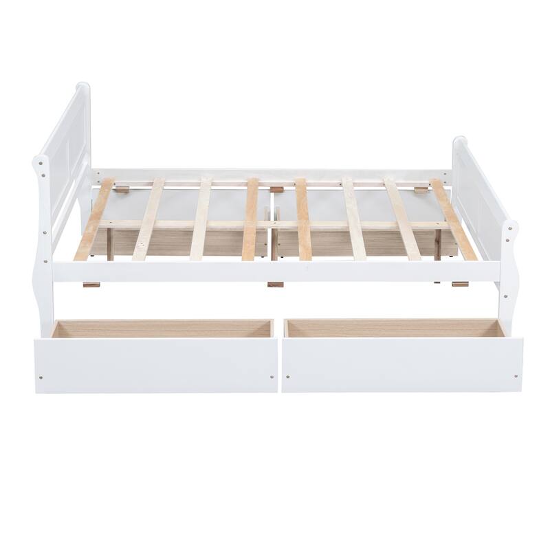 Platform Bed with 4 Drawers and Streamlined Headboard