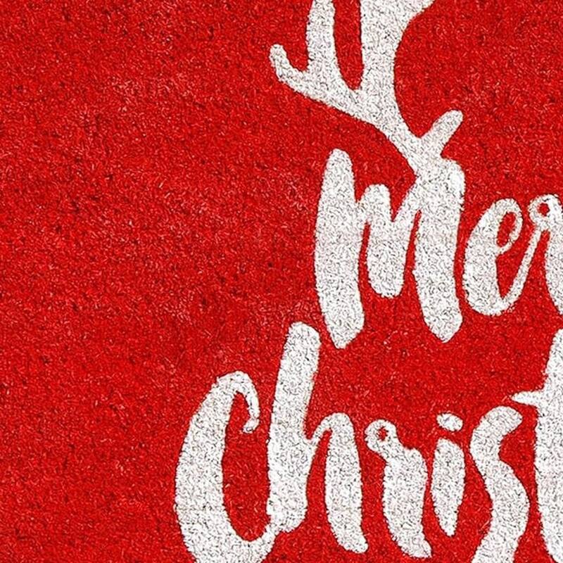 HomeRoots 17" X 29" Red And White Coir Reindeer Outdoor Christmas Door Mat - 17' X '29