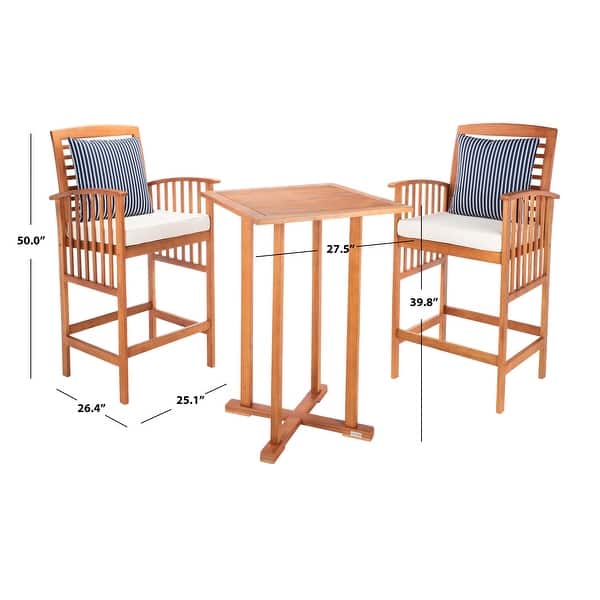 SAFAVIEH Outdoor Living Pate 3-piece Bar Bistro Set - 25"W x 26"D x 50"H