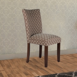 Wooden Parson Dining Chair with Damask Pattern Fabric Upholstery - 38 H ...