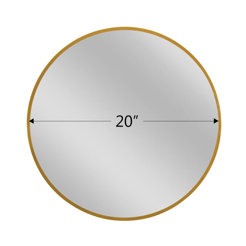 Wall Round Mirror 30'' Modern Brushed Metal Frame Wall-Mounted