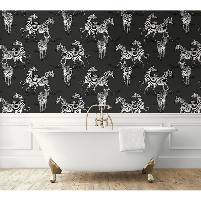 Harry & Grace Playful Zebras Peel and Stick Wallpaper