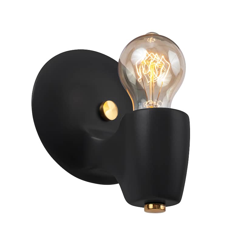 Ceramic Ovalesque Wall Sconce - Carbon Matte Black/Polished Brass