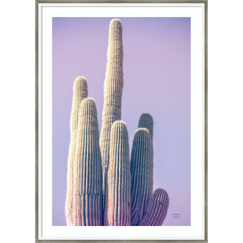 Saguaro Purple Pastel by Nathan Larson Wood Framed Wall Art Print