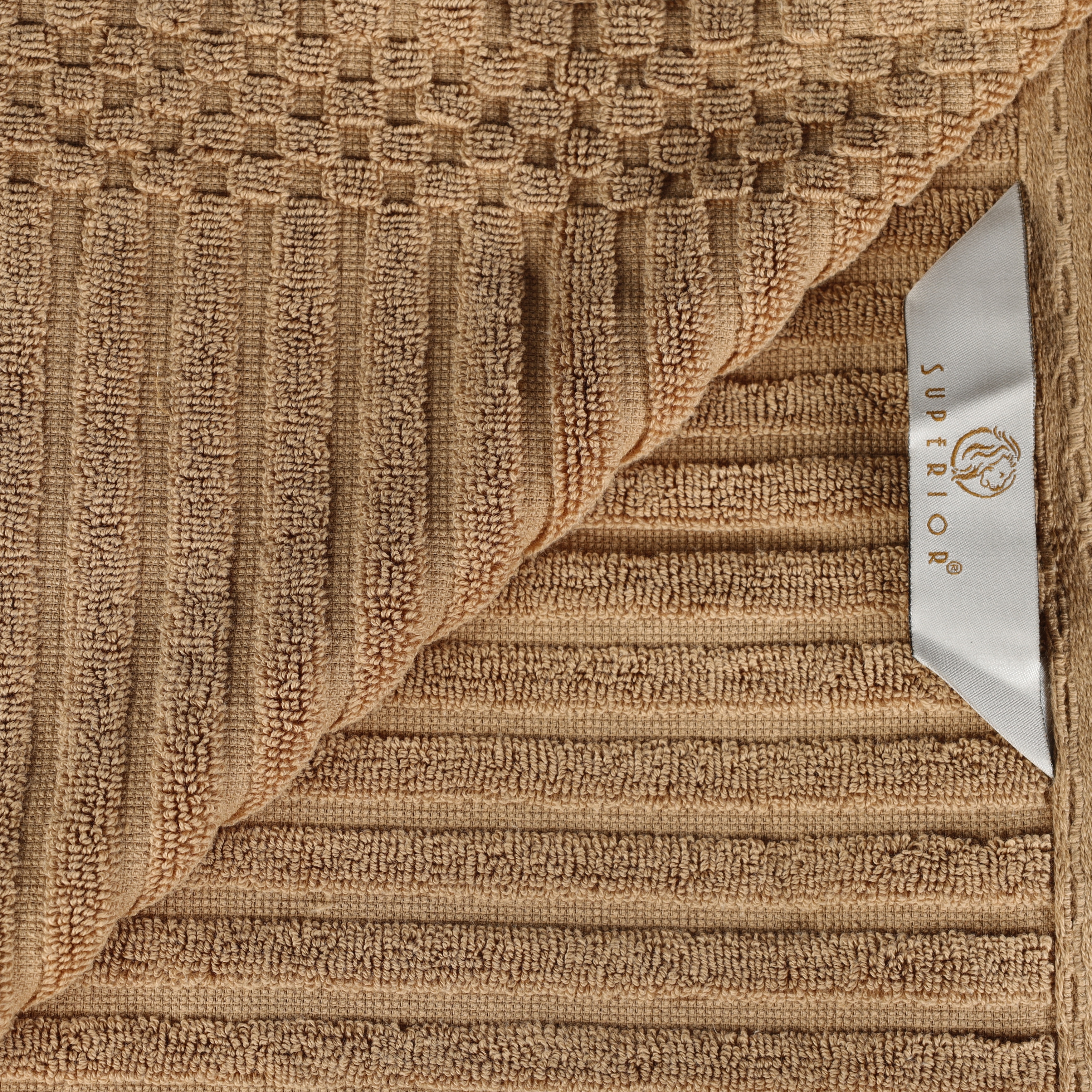 Premium 12-Piece Cotton Towel Set with Solid & Checkered Borders  -image