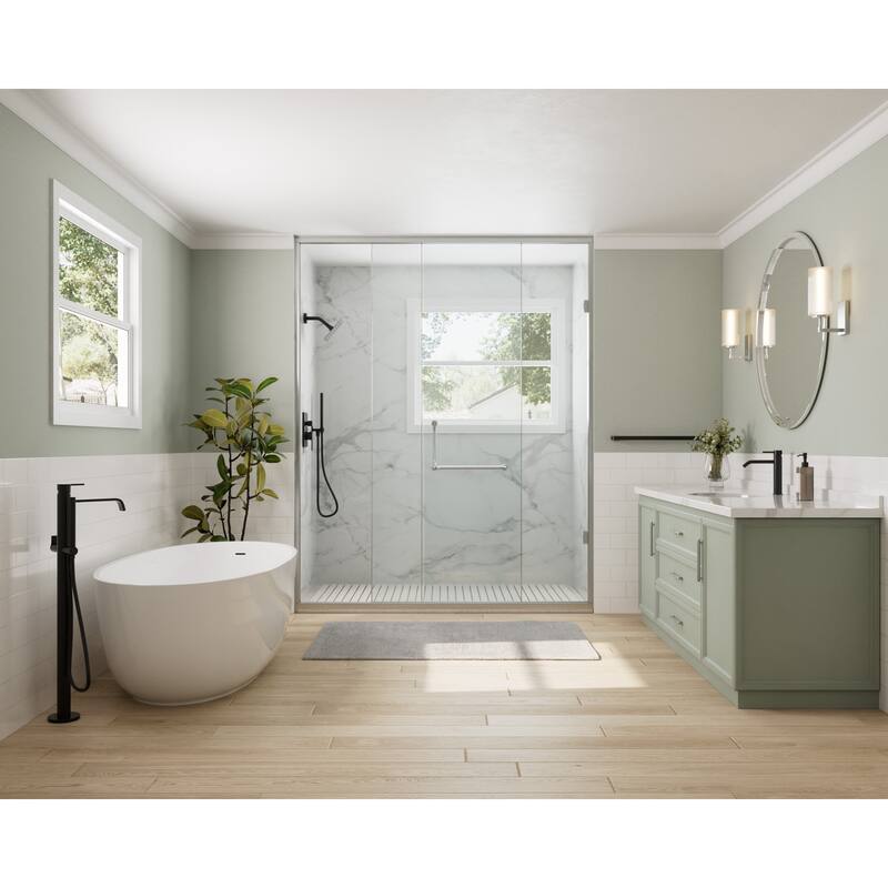 GRANDJOY 2-Function Rainfall Shower System with Handheld, Single Handle Wall-Mount Design