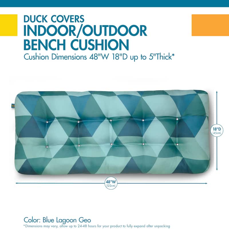 Duck Covers Water-Resistant Indoor/Outdoor Bench Cushion 48"W x 18"D x 5"Thick