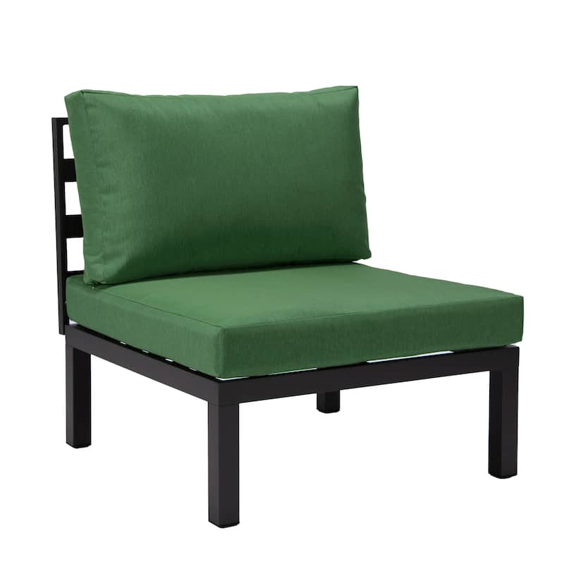 LeisureMod Hamilton 4-Piece Modern Patio Chair Polyester Upholstered Sofa for Indoor Outdoor Porch Garden Backyard Pool