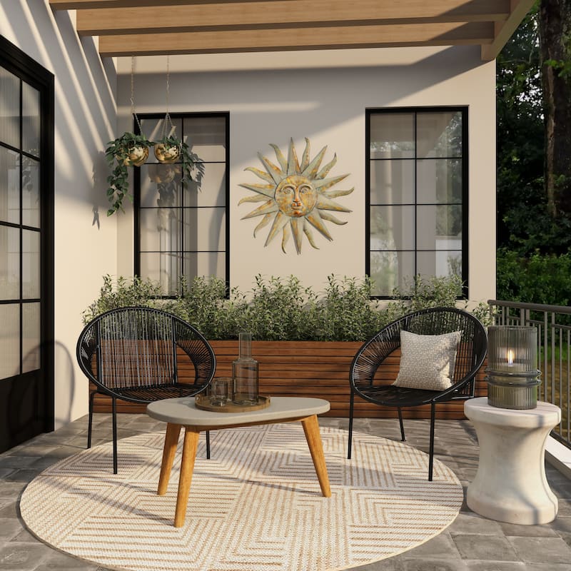 Black, Gold or Silver Metal Indoor Outdoor Hanging Dome Wall Planter with Chain (Set of 2)