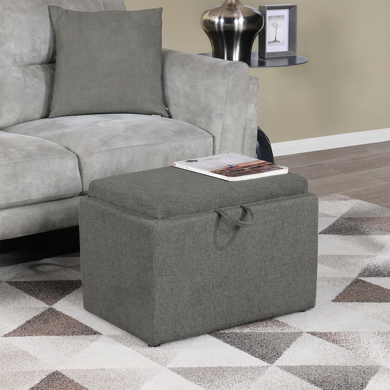 Storage Ottoman with Reversible Tray - Space-Saving Seating and Storage with Reversible Top for Bedroom, Office, or Living Room