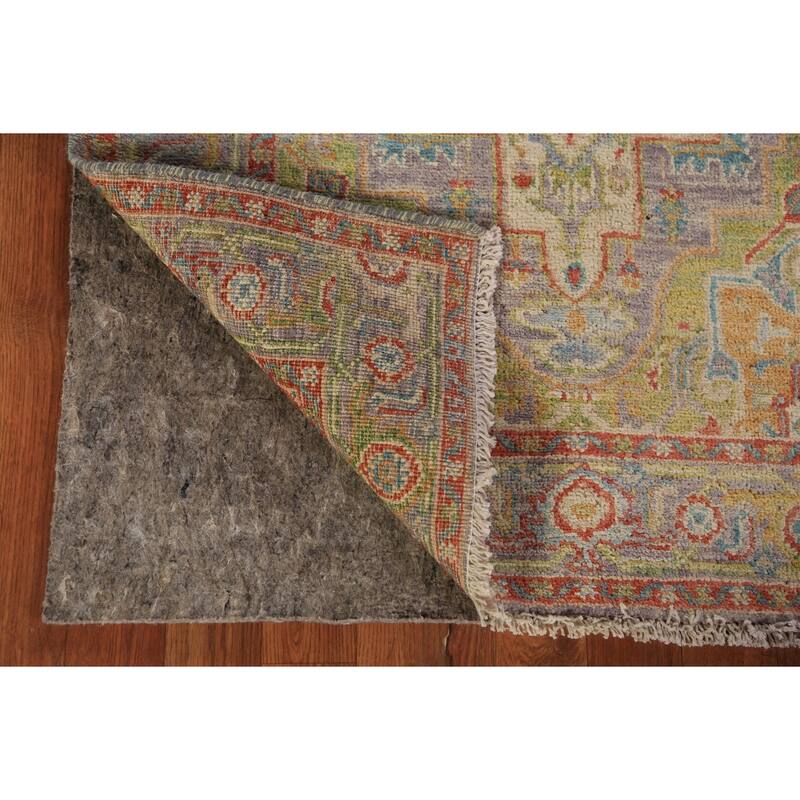Vegetable Dye Heriz Serapi Oriental Rug Hand-Knotted Grey Wool Carpet - 3'0"x 4'9"