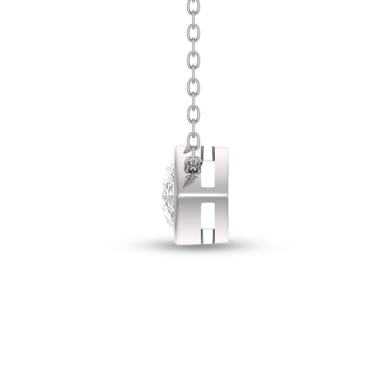 Marquee Lab Grown 1/4 Carat Pear Shaped Bezel Set Diamond Solitaire Pendant in 14K White Gold