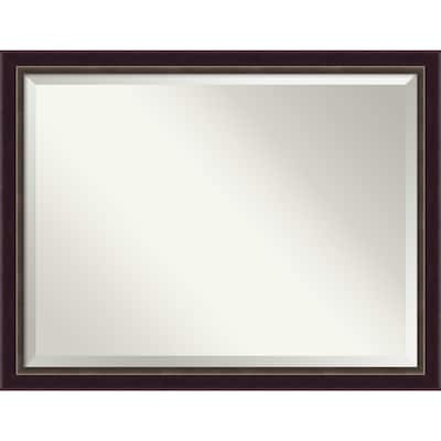 Beveled Wood Bathroom Wall Mirror - Signore Bronze Frame - Signore Bronze - Glass Size 40x30
