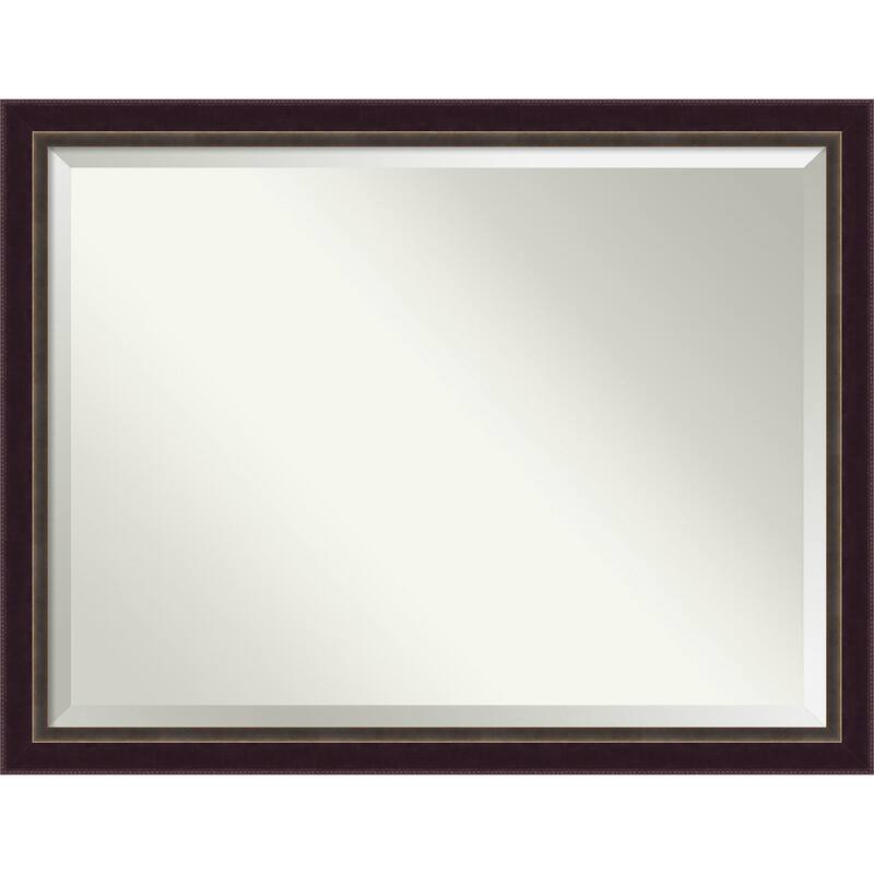 Beveled Wood Wall Mirror - Signore Bronze Frame - Outer Size: 44 x 34 in