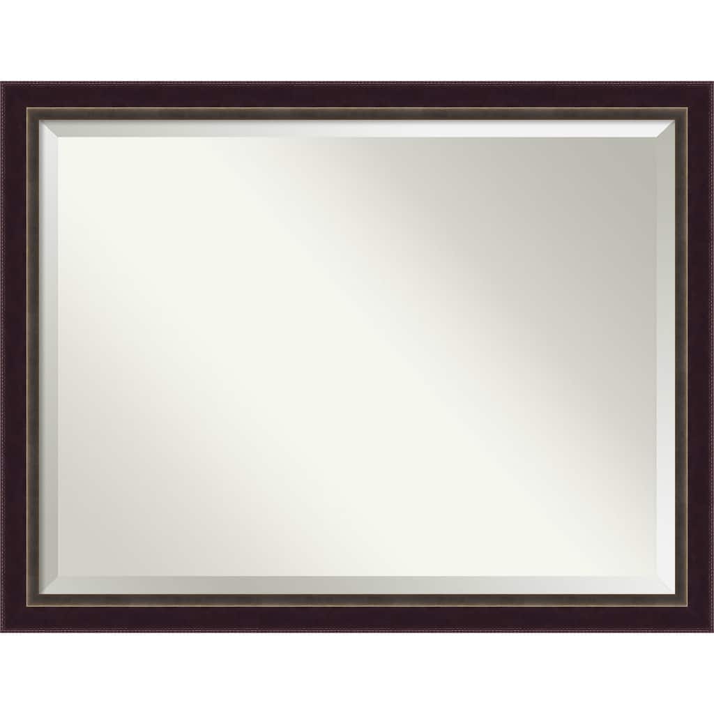 Beveled Wood Wall Mirror - Signore Bronze Frame - Outer Size: 44 x 34 in