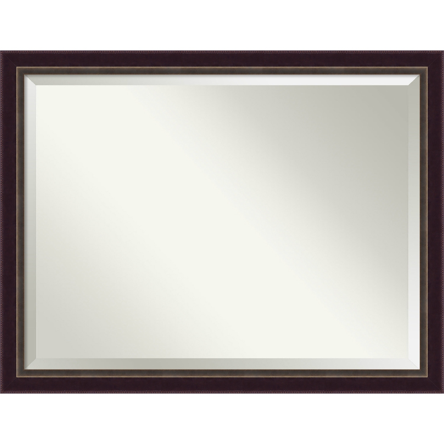 Beveled Wood Wall Mirror - Signore Bronze Frame - Outer Size: 44 x 34 in