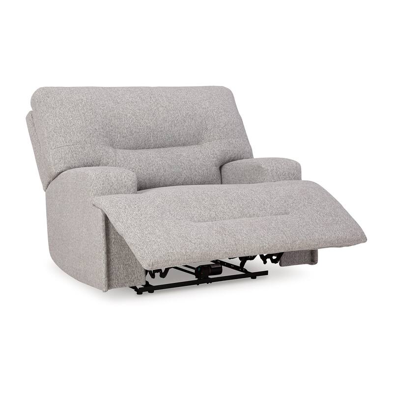 Marissa Wide Seat Power Recliner Chair, Gray Polyester, Soft Cushioned